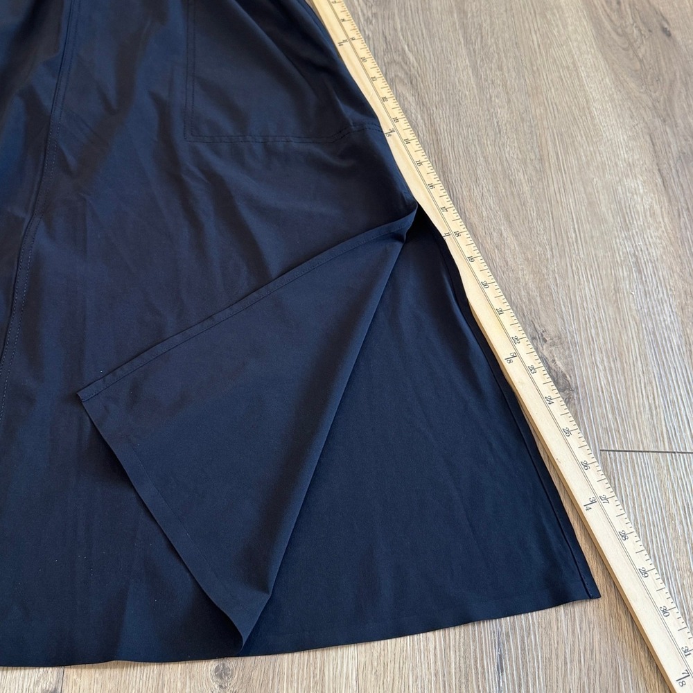 Athleta Savannah Skirt Black Smocked Paperbag Waist Midi Side Slits Womens XS - Picture 4 of 9